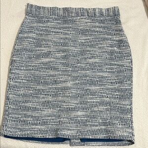 Banana Republic White and Blue Mini Pencil Skirt